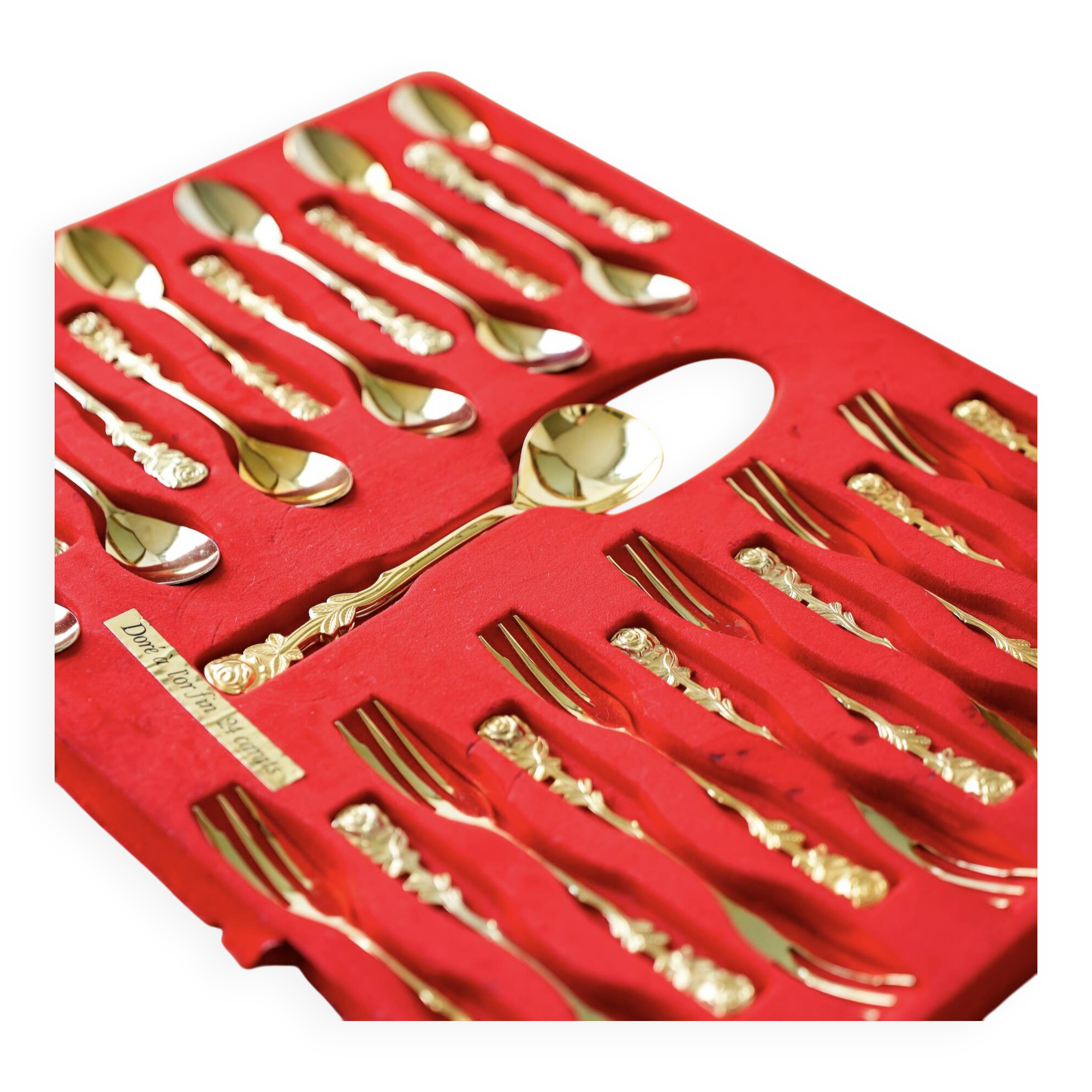 Set of 24-karat gold-plated dessert cutlery