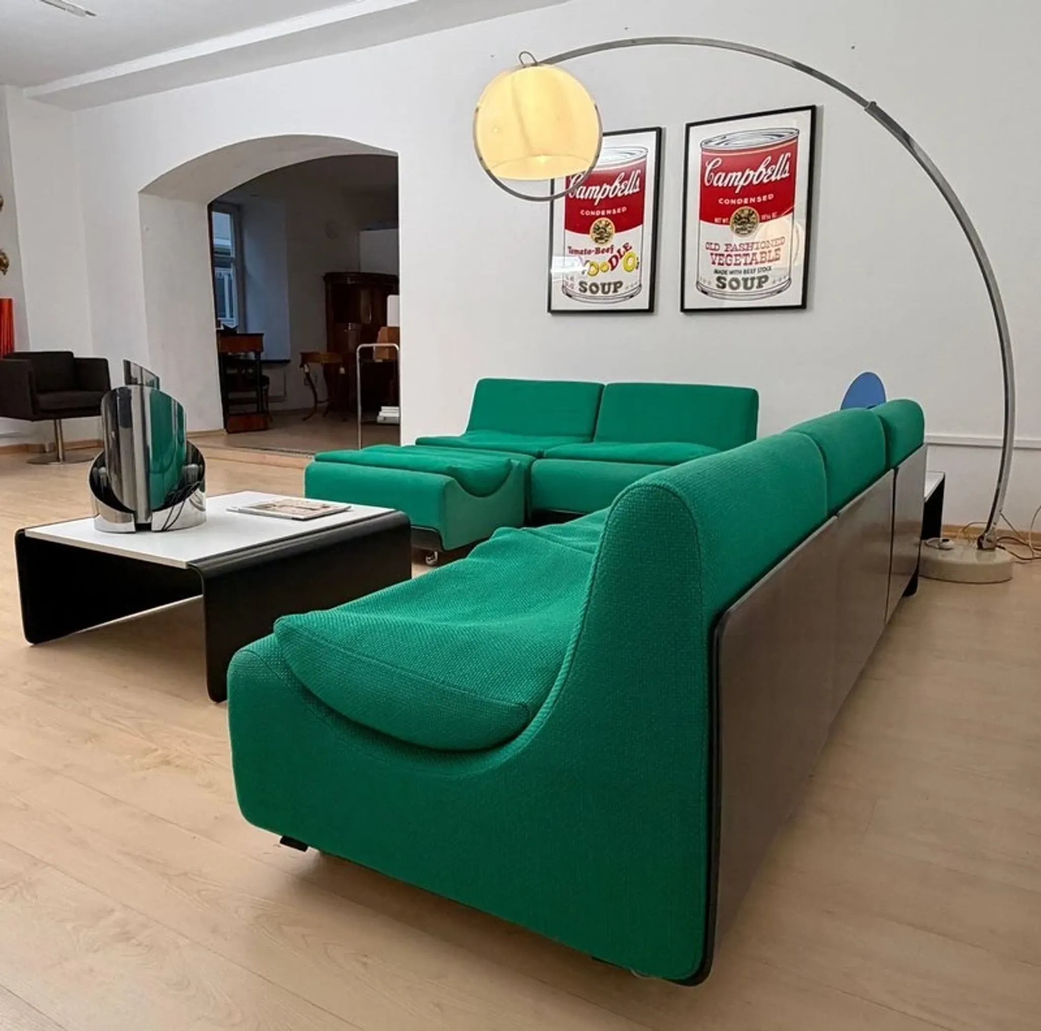Modular green Orbis sofa ensemble by Luigi Colani for COR, Germany, 1970, set of 8