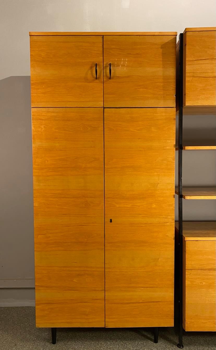 Modular bookcase with vintage wardrobe 60