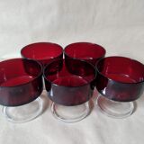 Vintage ruby red Luminarc cups 70'