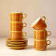 6 tasses avec sous-tasses -  motif vintage - Hornsea England modèle Saffron