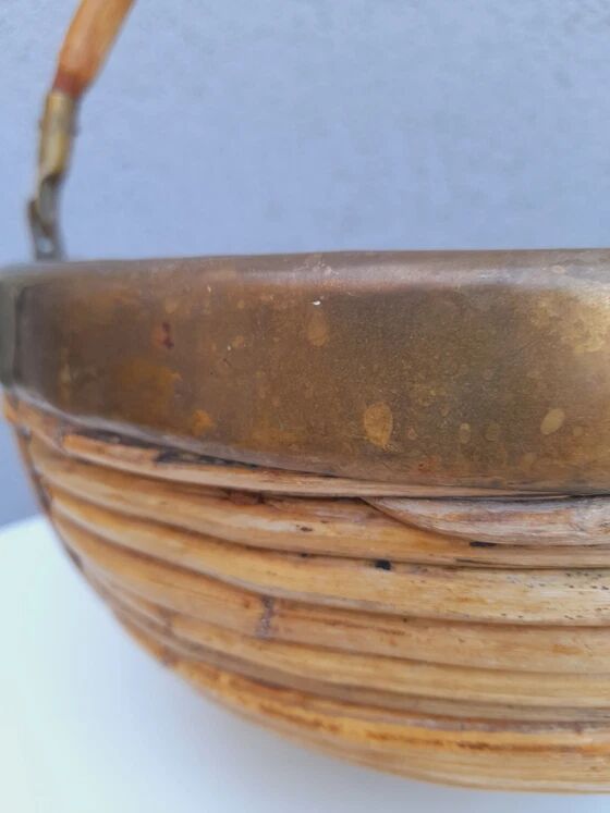 Rattan and brass basket 1970