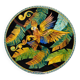 Large Vallauris dish in polychrome ceramic – parrot decoration – signed