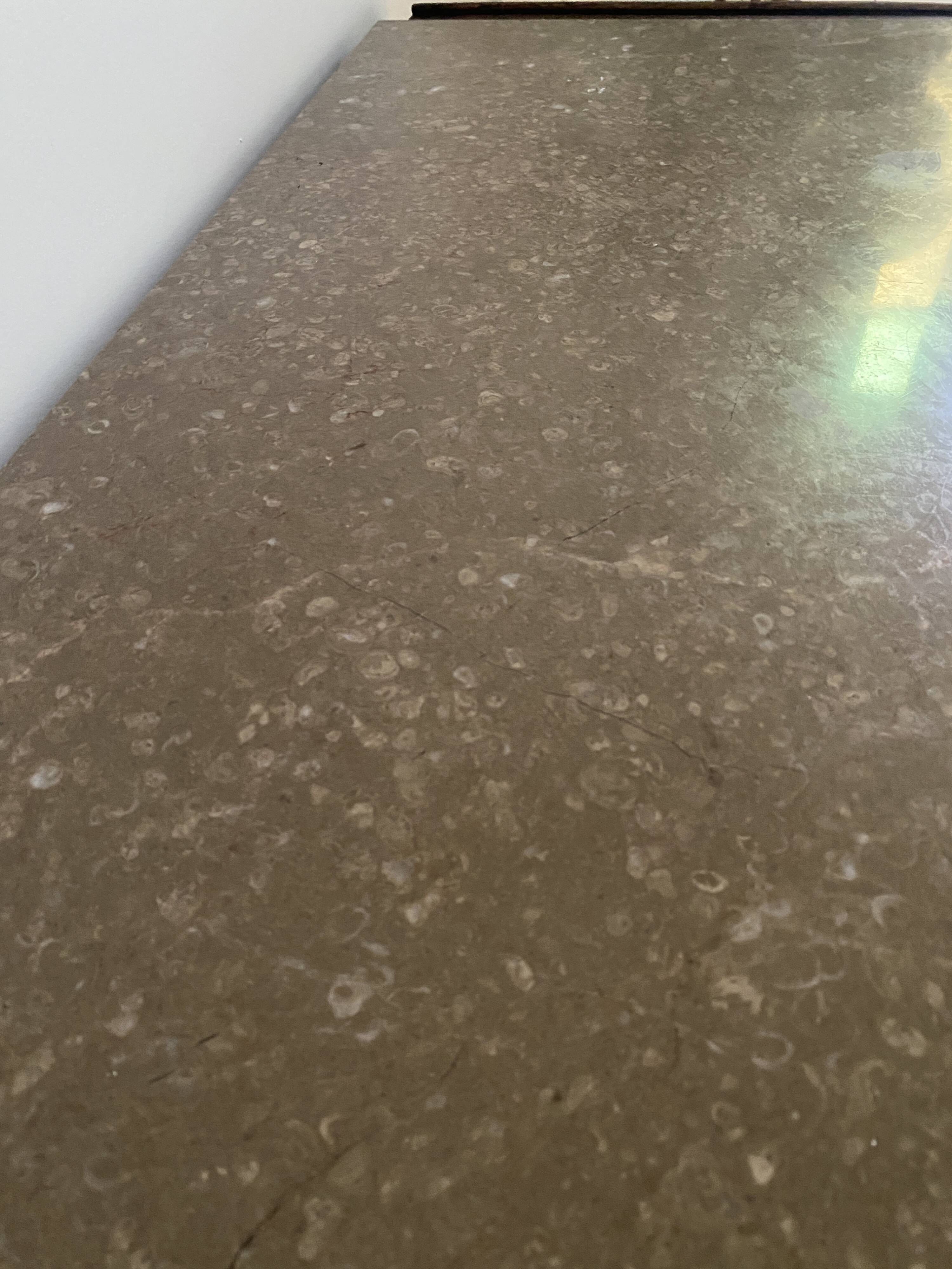 Vintage wooden chest of drawers with three drawers and brown marble top