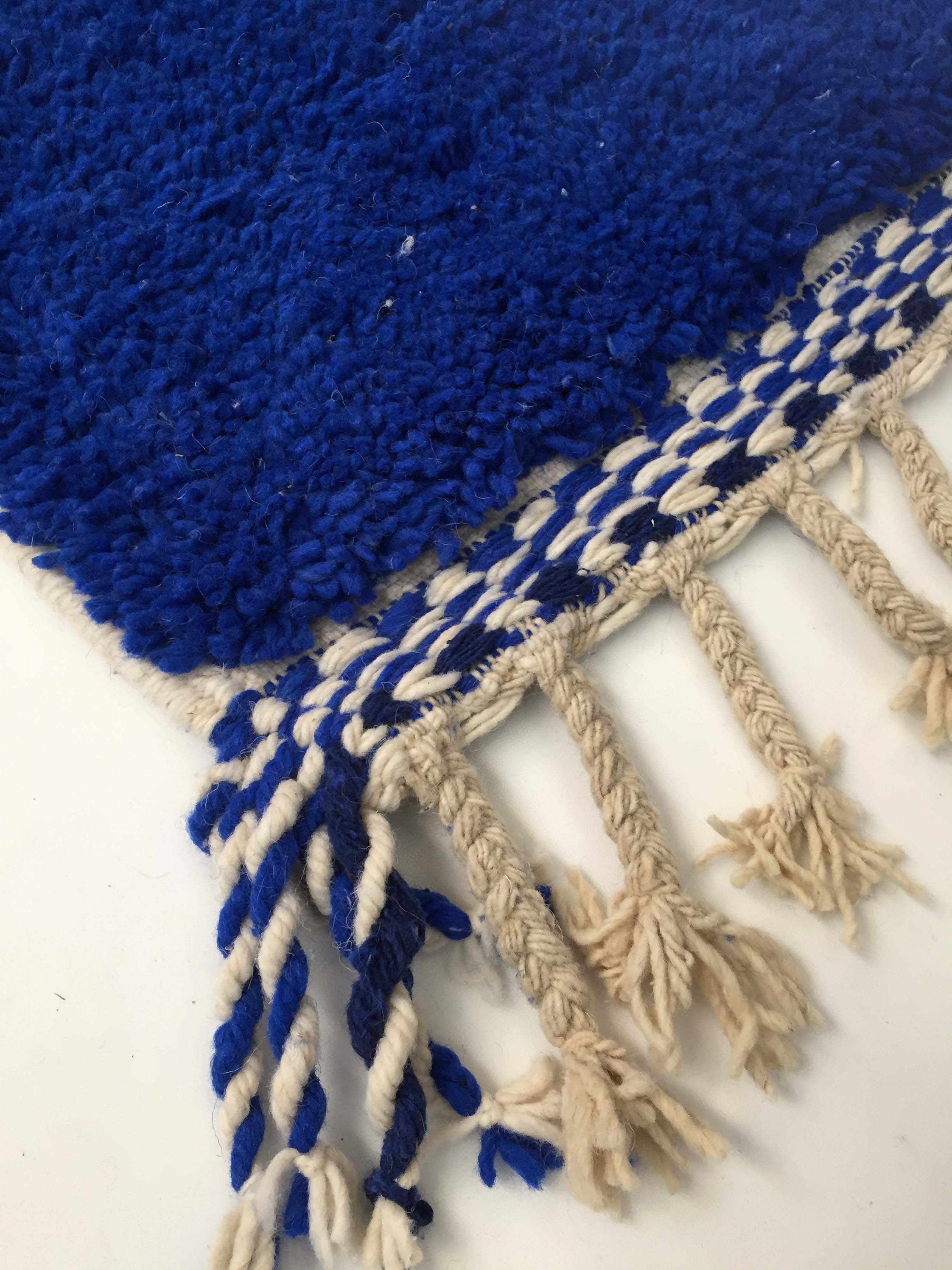 Moroccan Berber carpet beni ouarain uni blue majorelle 215x163cm