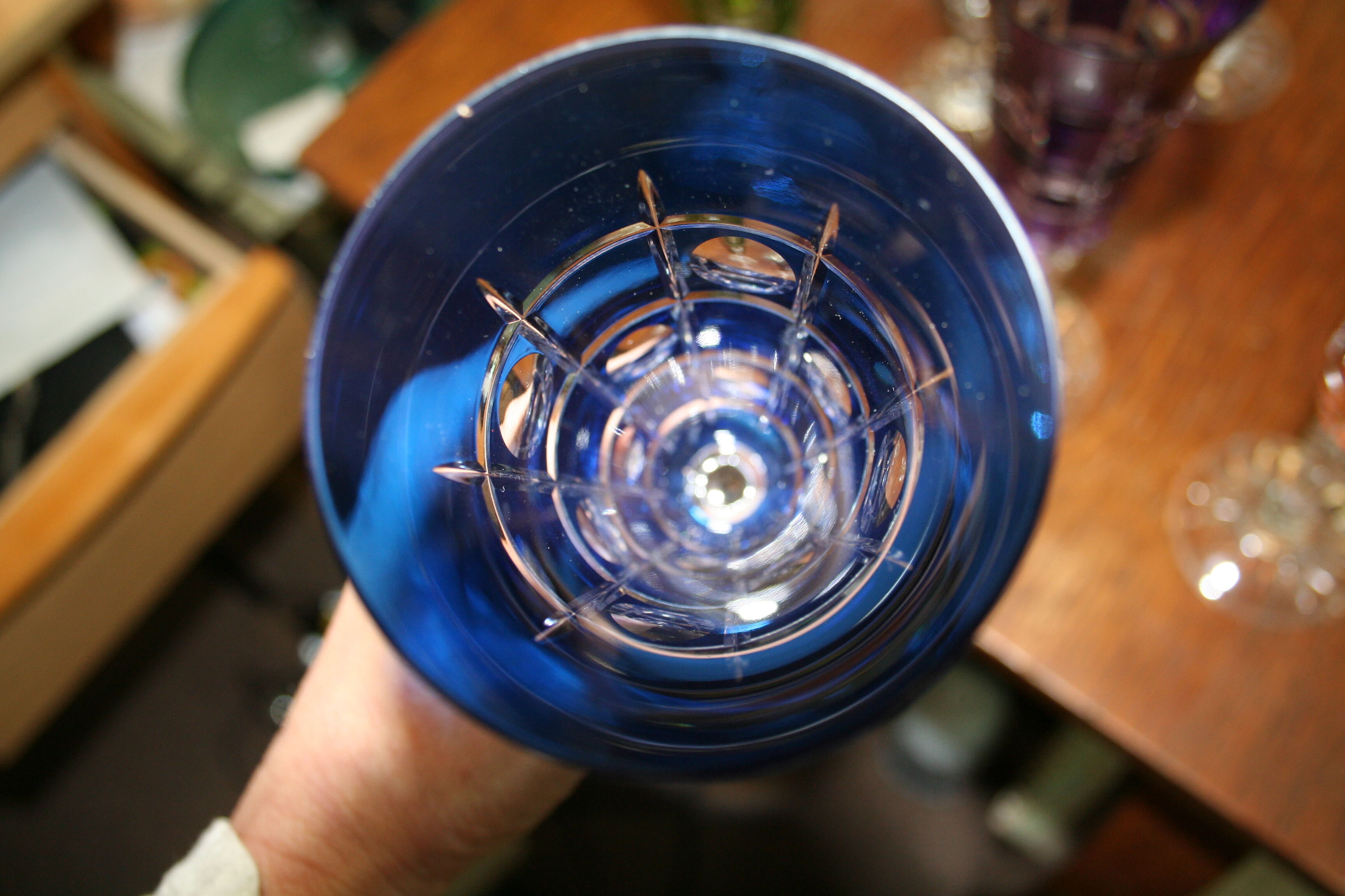 6 colored crystal flutes