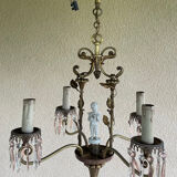 Antique bronze chandelier with porcelain angel.