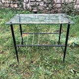 Coffee table double top glass and vintage metal