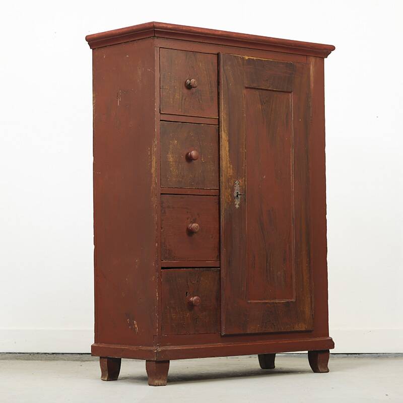 Antique painted kitchen bread cabinet