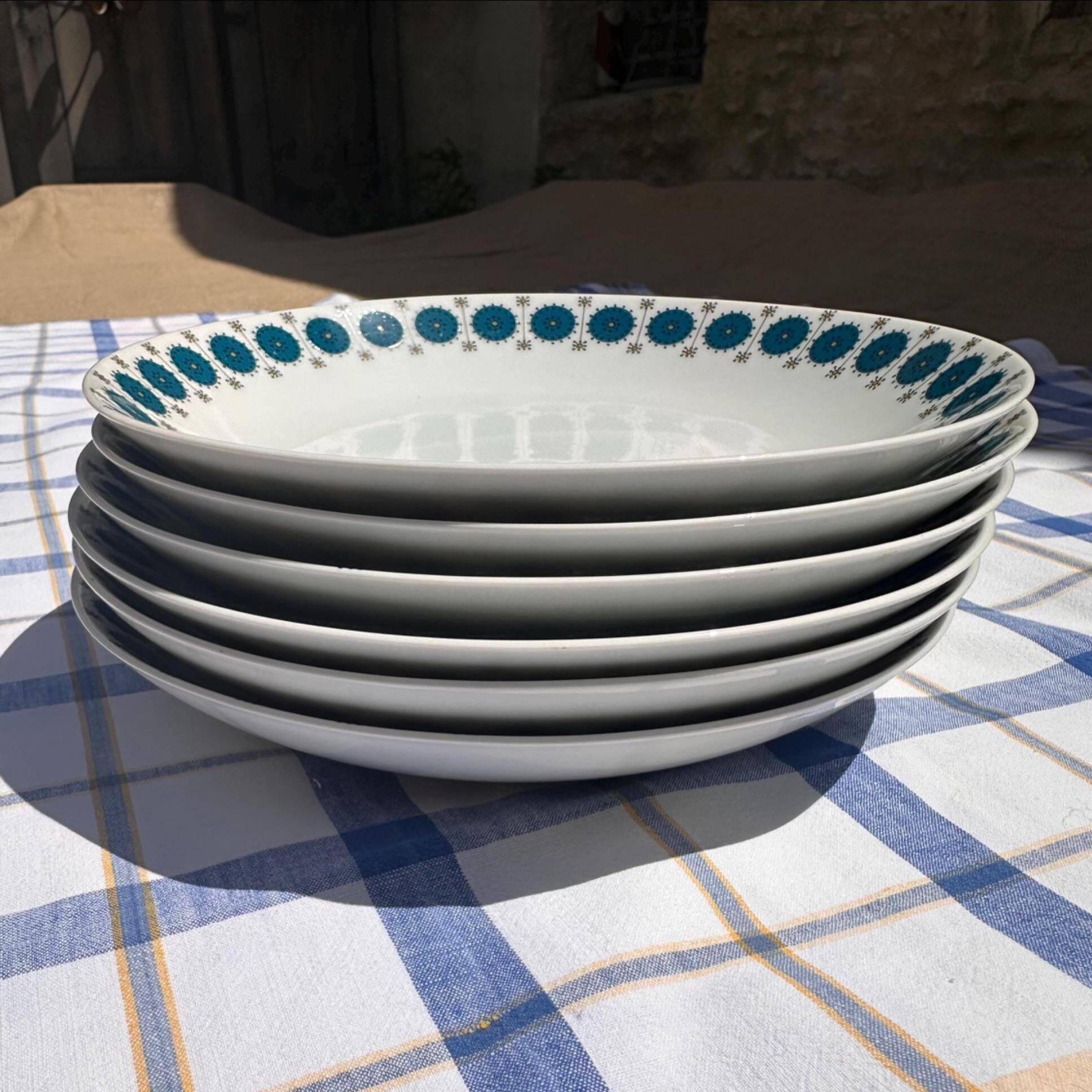 Set of 6 vintage Thomas Germany deep plates – Geometric design year