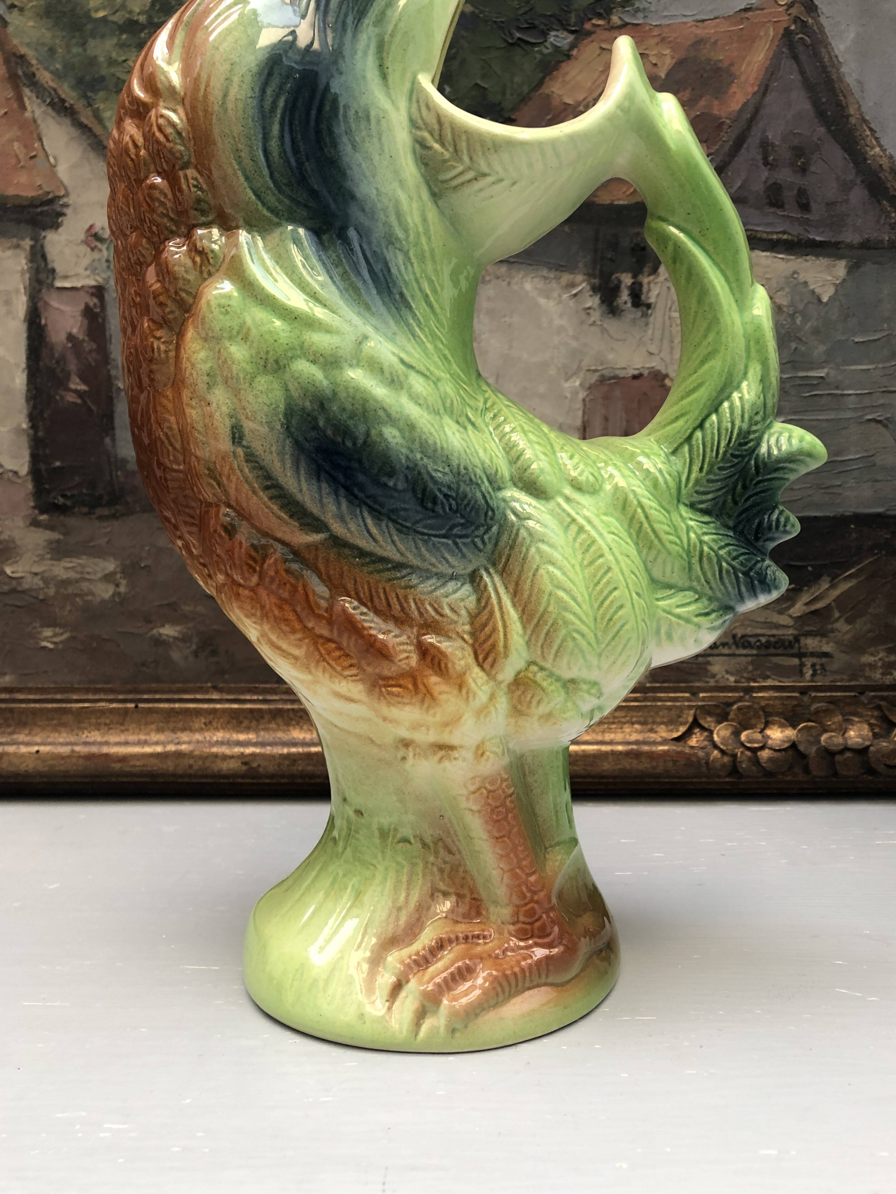 Duck-shaped pitcher/carafe in French earthenware.