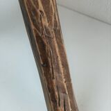 Tripod stool solid wood folk art 60s
