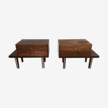 Pair of rosewood bedside table 60s