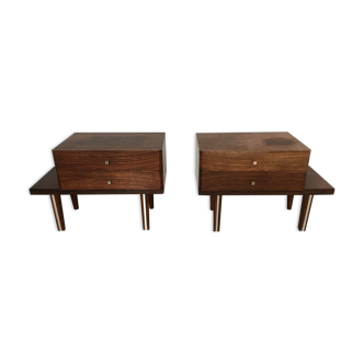 Paire de tables de chevet en palissandre années 60