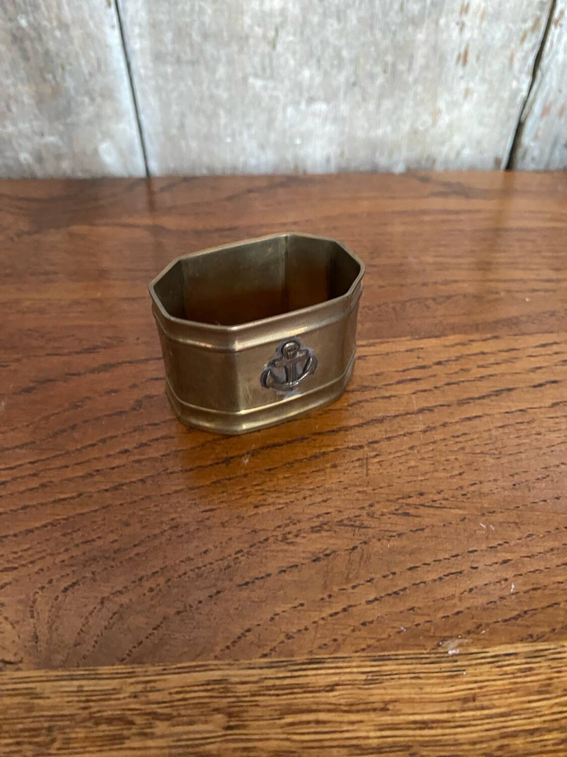 Antique Brass Napkin Ring + Vintage Marine Anchor #B668