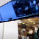 Mirror with coloured glass frame, Italy, circa 1950.