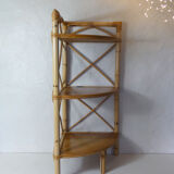 Vintage rattan corner shelf