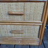 Small chest of drawers in rattan and bamboo