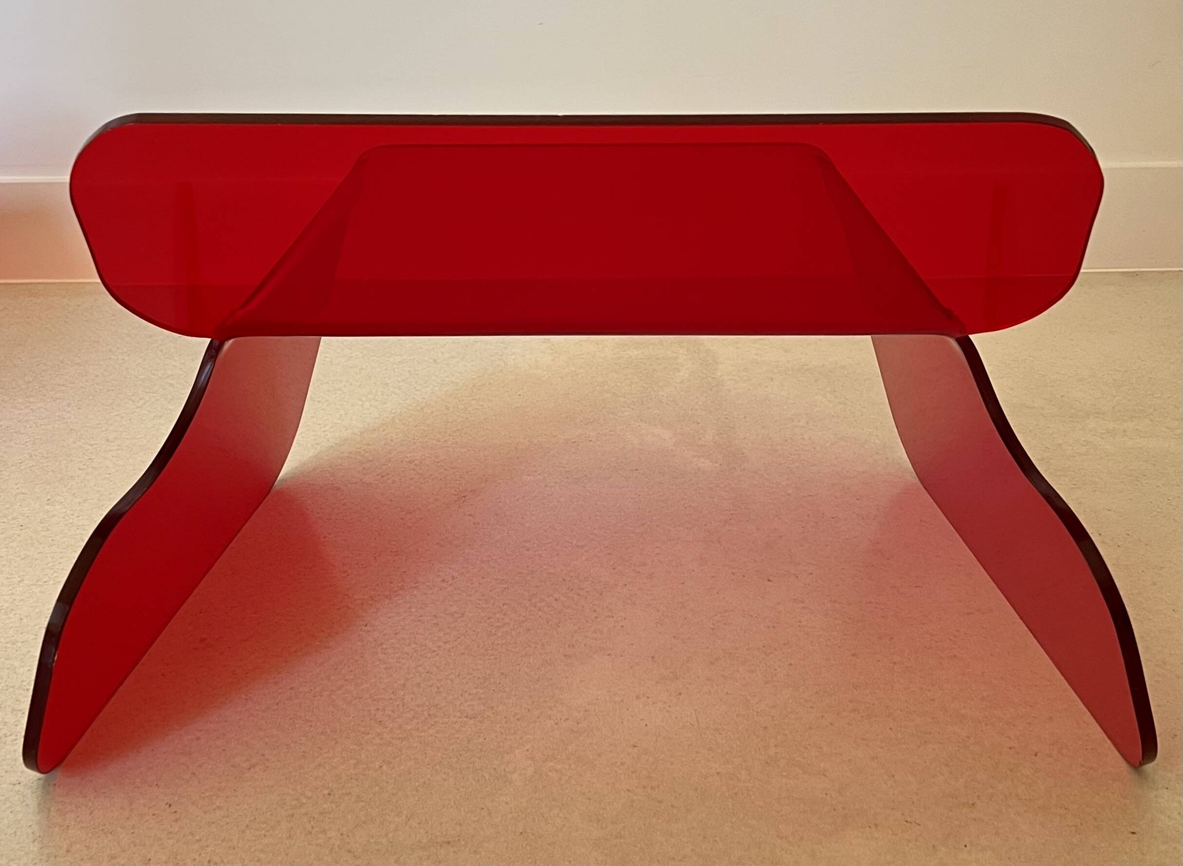 Red plexiglass chair, France 1970s