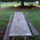 Vintage Guinguette table set with 2 benches