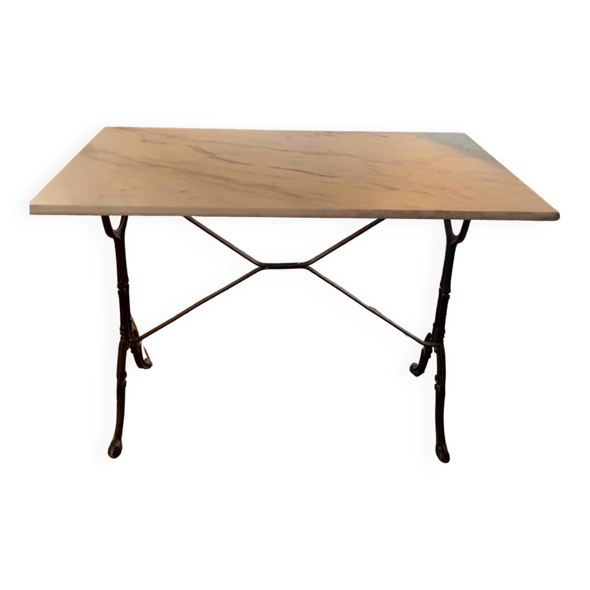 Marble and wrought iron bistro table
