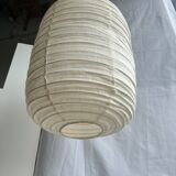 Suspension in rattan and natural japanese linen lantern shape h70 d50