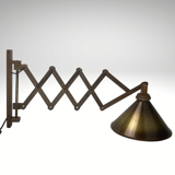 Midcentury wood and brass scissor wall lamp, Dutch 1960s