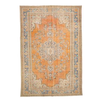 Coral orange 62s vintage rug, 226x331cm