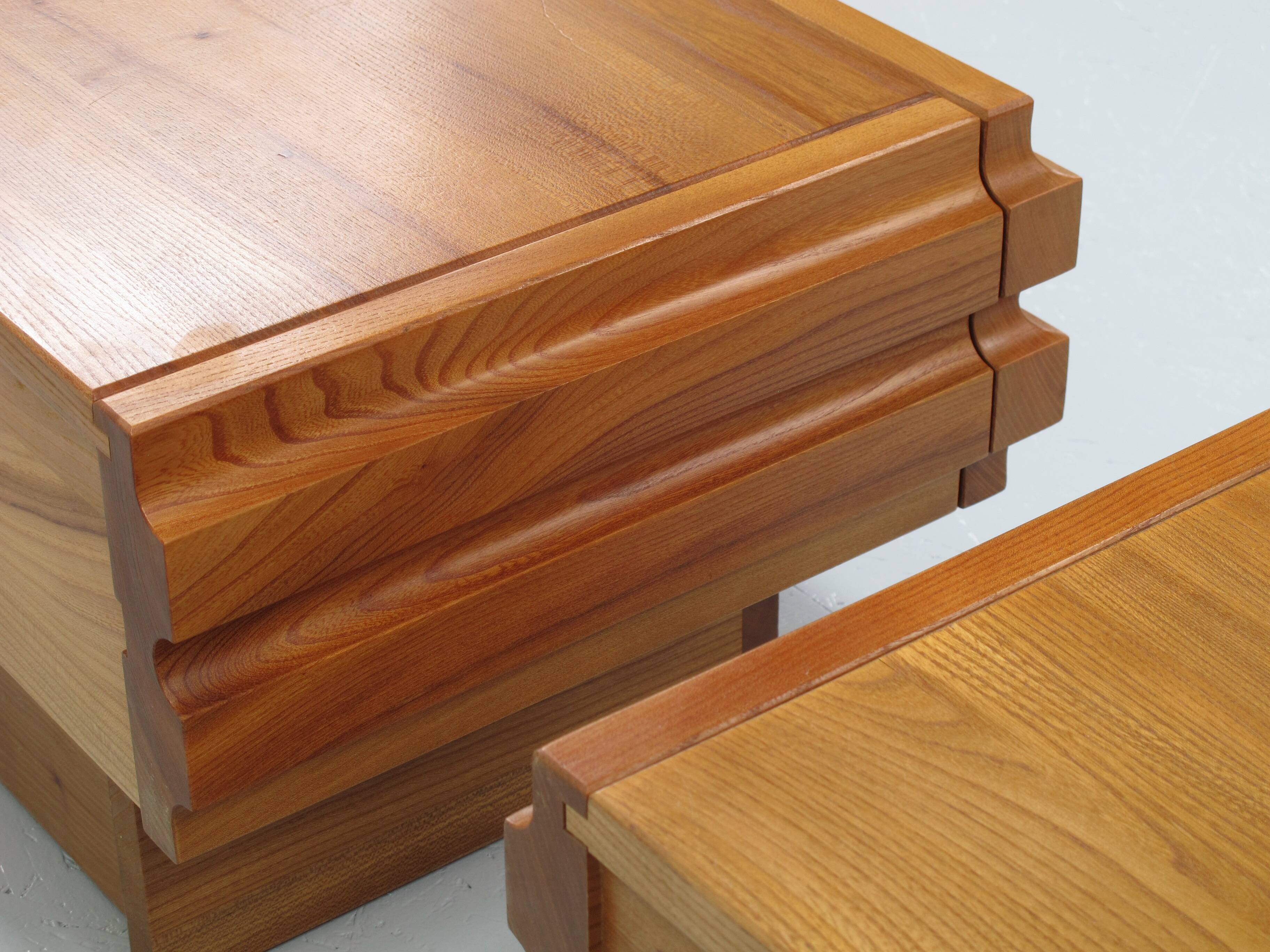 140 cm bed and bedside tables in certified solid elm regain