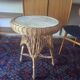 Circular bamboo and faux marble coffee or wine table, 1960s