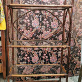 Rattan bookcase shelf - and glass - vintage