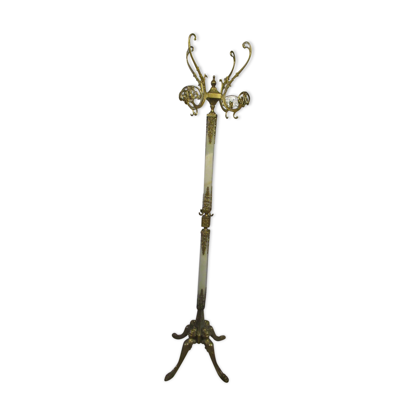 Standing coat rack in italian marble and vintage bronze from the 1960s