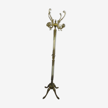 Standing coat rack in italian marble and vintage bronze from the 1960s