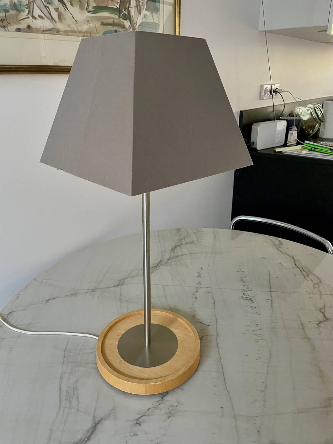 Vintage ikea basisk wood and steel lamp 1990