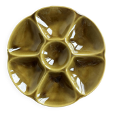 Vintage Gien green khaki oyster plate
