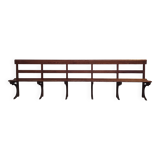 Long Wooden Church Pew | Antique Bench with Cast Iron Details | Seating