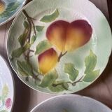 Set of 5 flat plates in Saint-Clément Barbotine earthenware with seasonal fruit motifs