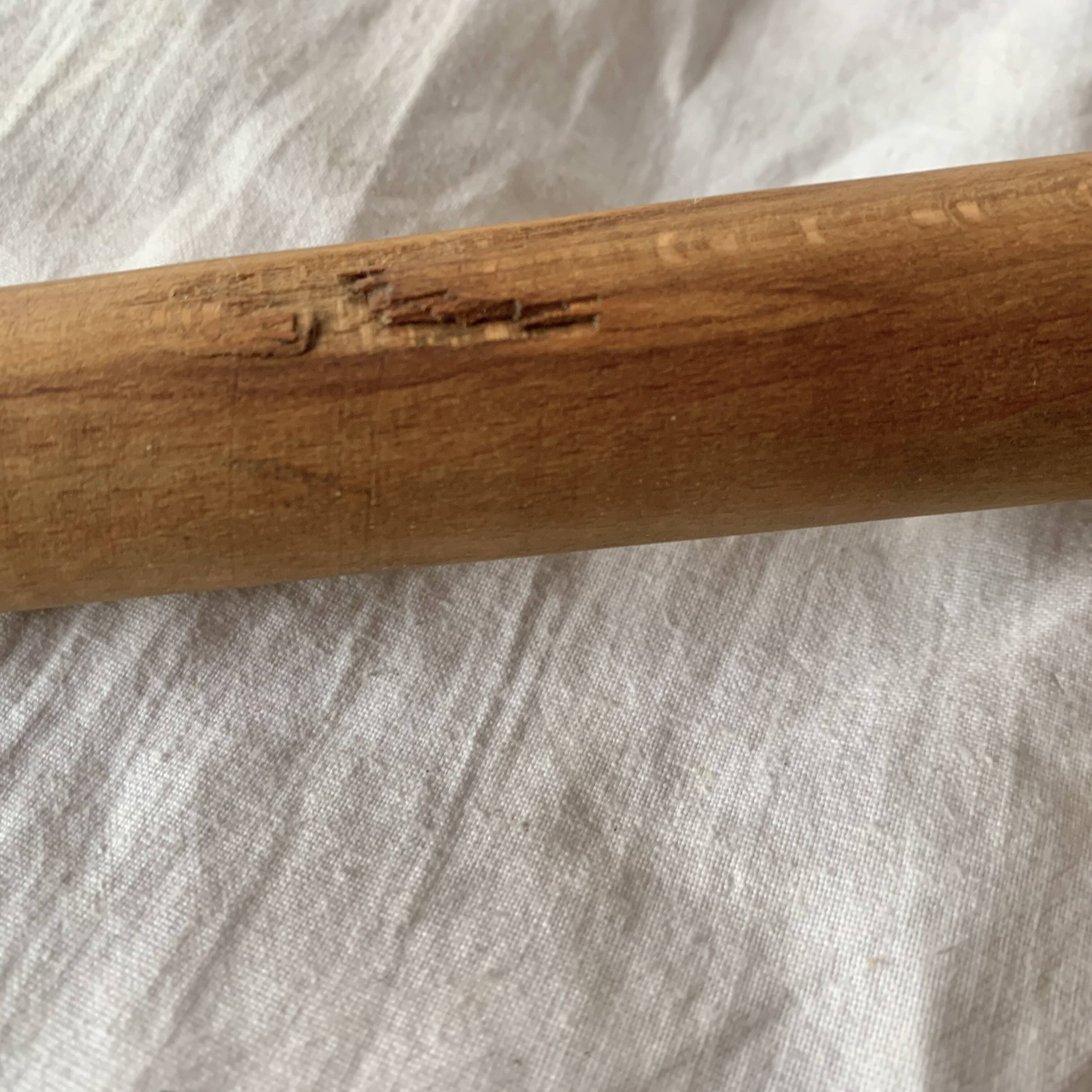 Old solid wood stool - height: 71 cm