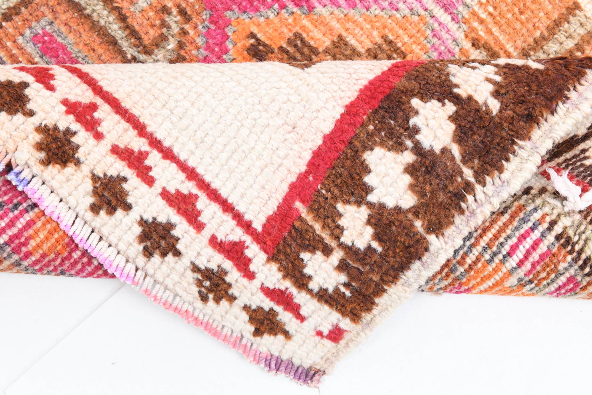 Red & Brown Oriental Persian Runner Rug, 84x334Cm