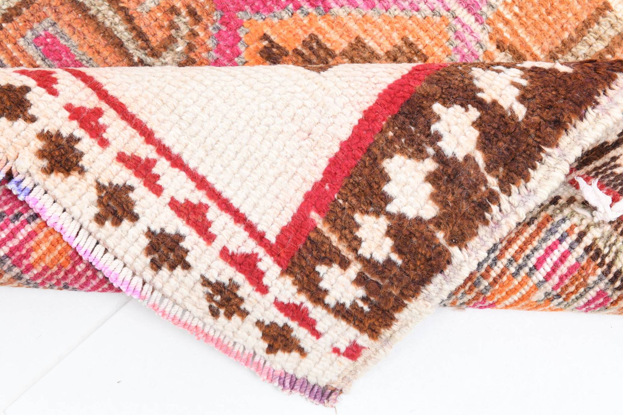 Red & Brown Oriental Persian Runner Rug, 84x334Cm