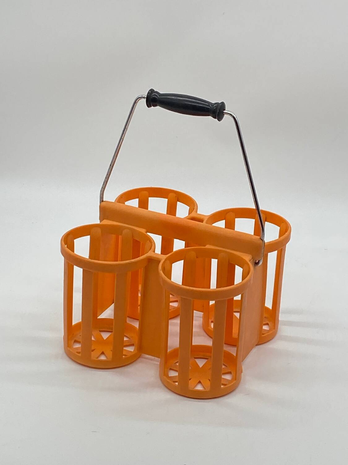 Set of 2 vintage orange plastic bottle holder baskets POLA,