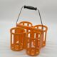 Set of 2 vintage orange plastic bottle holder baskets POLA,