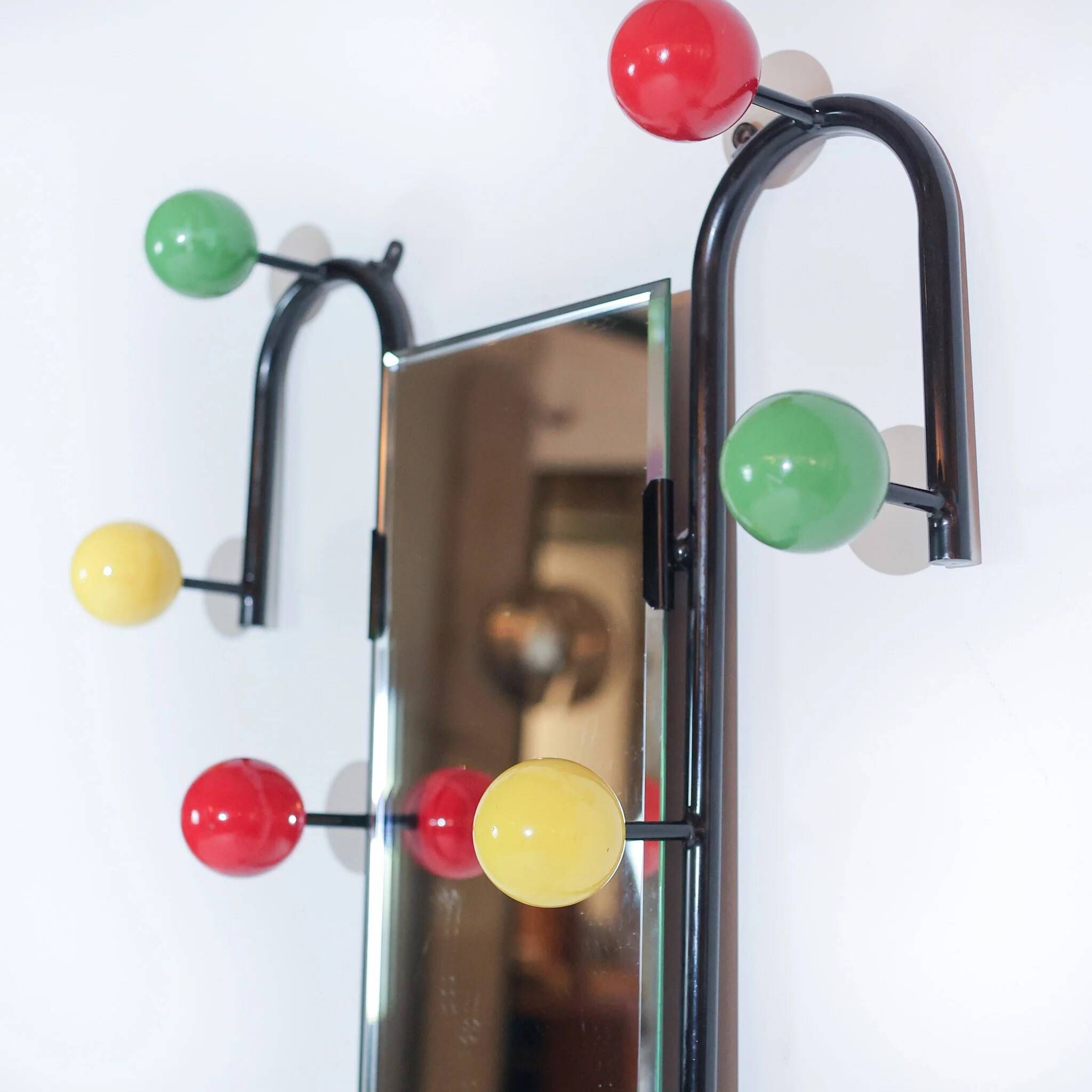 Vintage standing coat rack by Roger Feraud with mirror, France, 1950s.