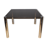 Chrome dining table and 1970 grey smoked glass