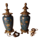 Pair of Asian style lamps in cloisonné and bronze