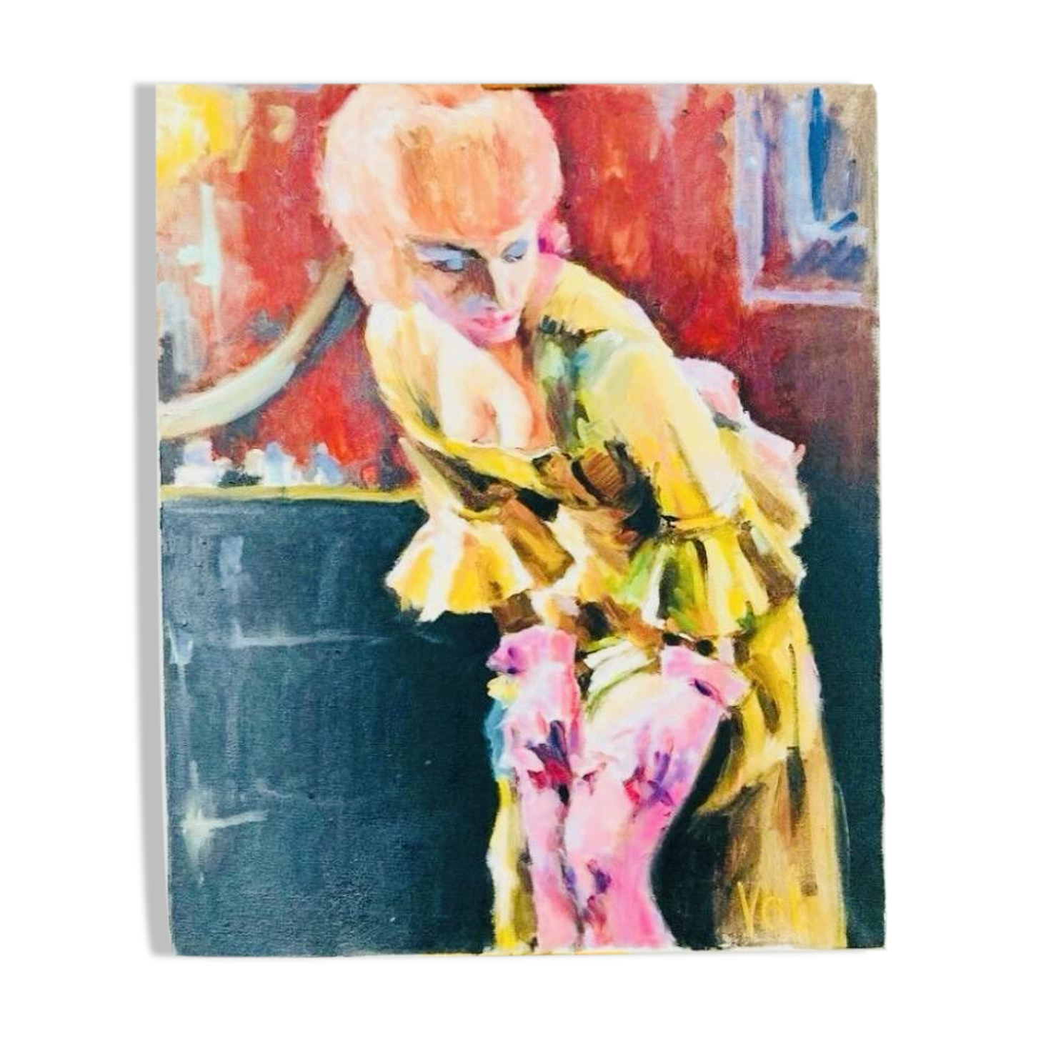 Tableau "Woman of Joy" oil on canvas signed Valentin SKRIBINS