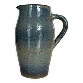 Artisanal blue stoneware pitcher