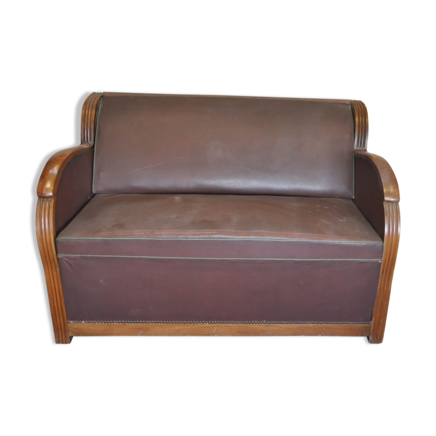 Sofa bed 50s brown skai