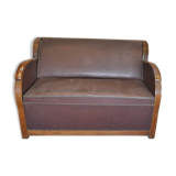 Sofa bed 50s brown skai
