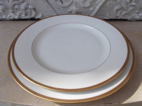 2 round dishes Limoges porcelain golden border